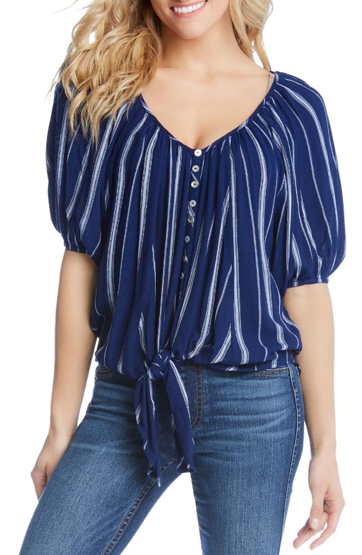 Women's Karen Kane Tie Front Top - Blue
