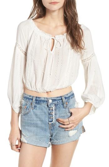 Women's Lush Crop Peasant Blouse - Ivory