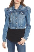 Women's Blanknyc Crop Puff Shoulder Denim Jacket - Blue