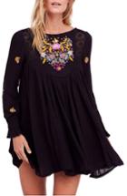 Women's Free People Embroidered Minidress, Size - Black