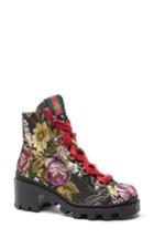Women's Gucci Trip Lug Sole Combat Boot Us / 37eu - Black