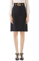 Women's Gucci Marmont Wool & Silk Cady Crepe A-line Skirt