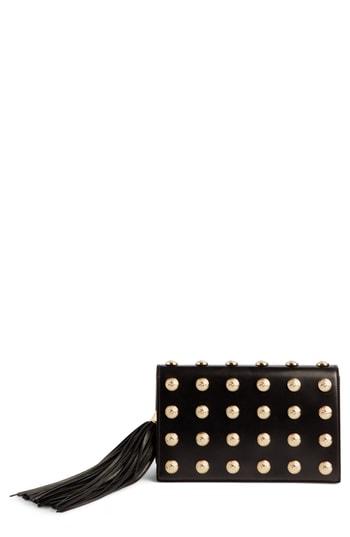 Balmain Coin Medallion Leather Crossbody Bag - Black