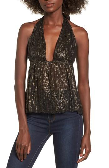 Women's Raga Fairytale Love Metallic Halter Top - Black