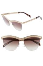 Women's Moschino 57mm Rimless Metal Bar Polarized Sunglasses - Gold Havana