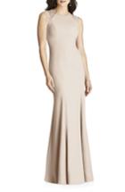 Women's Dessy Collection Lace Back Crepe Gown - Beige