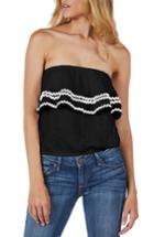 Women's Michael Stars Off The Shoulder Ruffle Cotton Gauze Top - Black