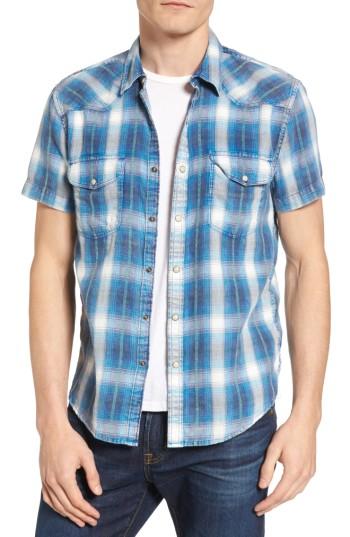 Men's Lucky Brand Dobby Plaid Western Shirt - Blue