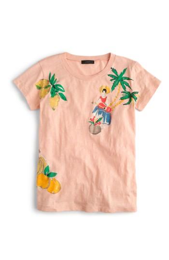 Women's J.crew Postcard Print Vintage Cotton Tee - Orange
