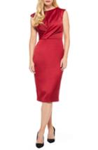 Women's Maggy London Crossover Bodice Satin Midi Dress - Red