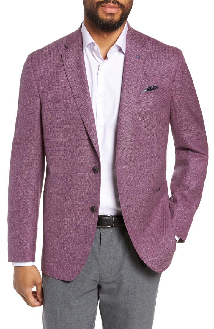 Men's Ted Baker London Kyle Trim Fit Wool Blazer R - Burgundy
