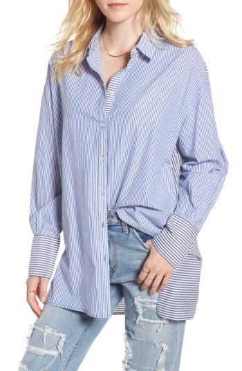 Women's Free People Lakehouse Oversize Shirt - Blue