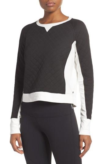 Women's Zella Bella Quilted Crop Pullover - Black