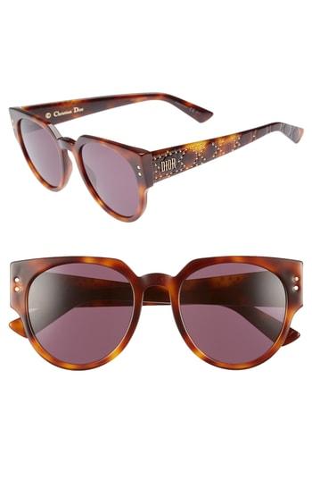 Women's Dior Lady Dior 52mm Cat Eye Sunglasses - Dark Havana