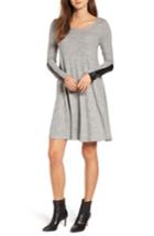 Women's Karen Kane Faux Leather Detail Swing Dress - Grey