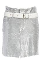 Women's Iro Natou Belted Sequin Miniskirt Us / 38 Fr - White