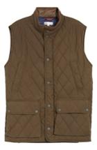 Men's Peter Millar Keswick Waxed Cotton Quilted Vest, Size - Green