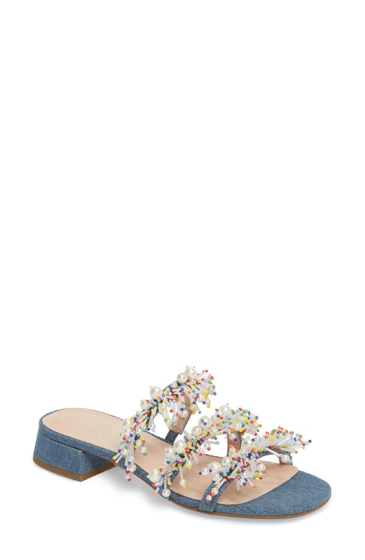 Women's Cecelia New York Fes Embellished Slide Sandal .5 M - Blue