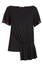 Women's Versace Drape Front Embellished Trim Tee Us / 40 It - Black