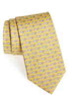Men's Salvatore Ferragamo Dog Print Silk Tie, Size - Yellow
