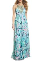 Women's Lilly Pulitzer Lannette Embellished Chiffon Maxi Dress - Blue