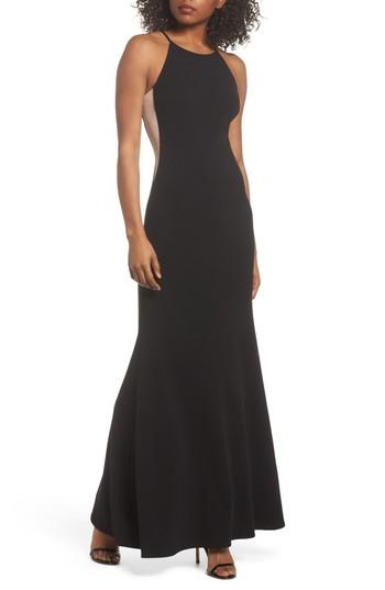 Women's Lulus Contrast Side Trumpet Gown - Black