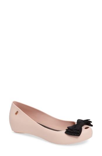Women's Melissa Ultragirl Sweet Xiii Peep Toe Flat M - Brown