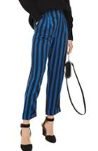 Women's Topshop Humbug Stripe Crop Trousers Us (fits Like 0) - Blue