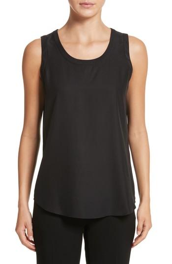 Women's Lafayette 148 New York Perla Reversible Silk Tank, Size - Black