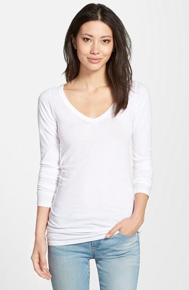 Women's Lamade Long V-neck Cotton Tee - White