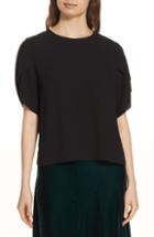 Women's Eileen Fisher Tulip Sleeve Silk Top - Black