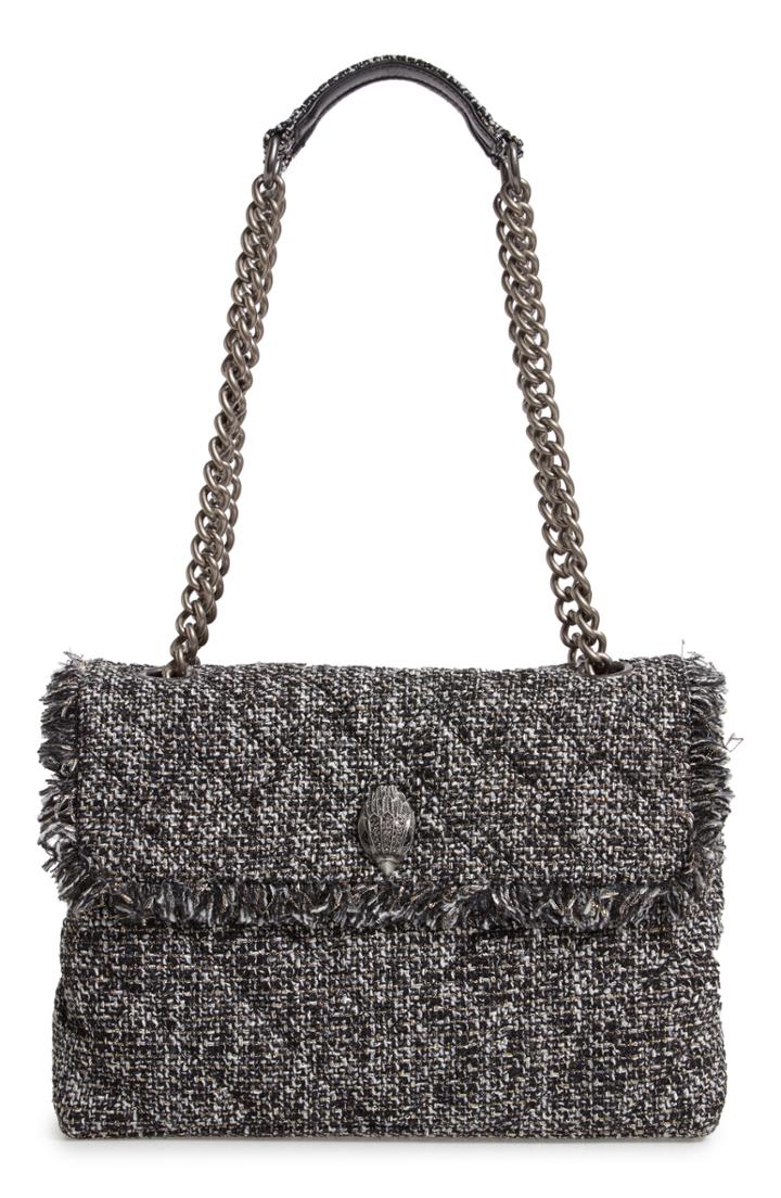 Kurt Geiger London Large Kensington X Tweed Shoulder Bag - Grey