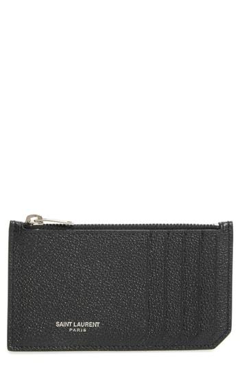 Women's Saint Laurent Leather Zip Wallet -