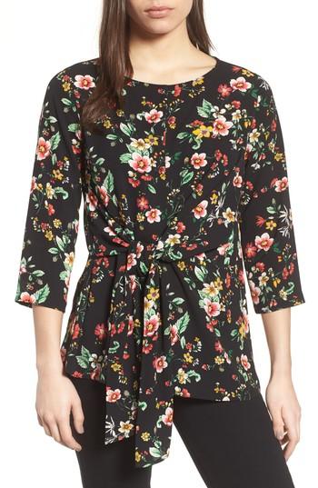 Women's Gibson Tie Front Crepe Top, Size - Black