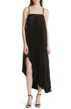 Women's Milly Irene Asymmetrical Pleated Silk Maxi Dress - Black