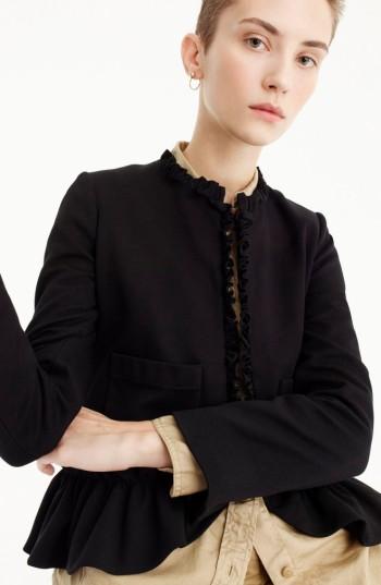 Women's J.crew The Going Out Blazer With Ruffles - Black