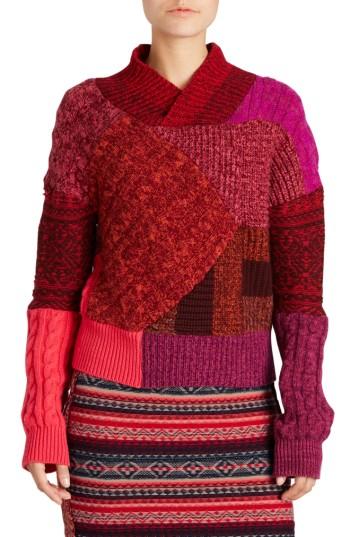 Women's Burberry Cashmere & Wool Patchwork Sweater