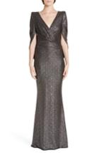 Women's Talbot Runhof Sequined Metallic Drape Back Trumpet Gown