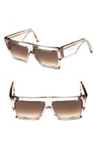 Women's Celine 60mm Flat Top Sunglasses - Transparent Clear/ Brown