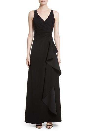 Women's Armani Collezioni Starburst Pleat Tech Cady Gown - Black