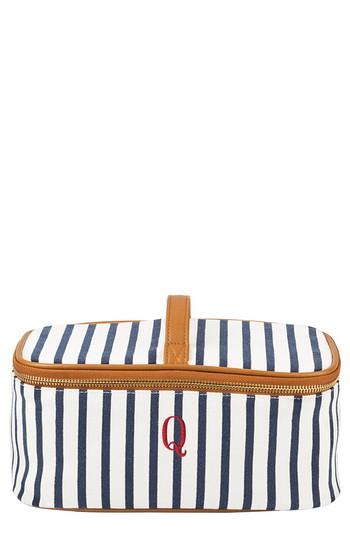 Cathy's Concepts Monogram Stripe Canvas Cosmetics Case, Size - Blue Q
