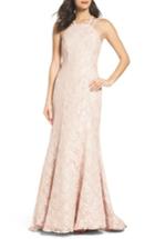 Women's Morgan & Co. Strappy Lace Mermaid Gown /2 - Pink