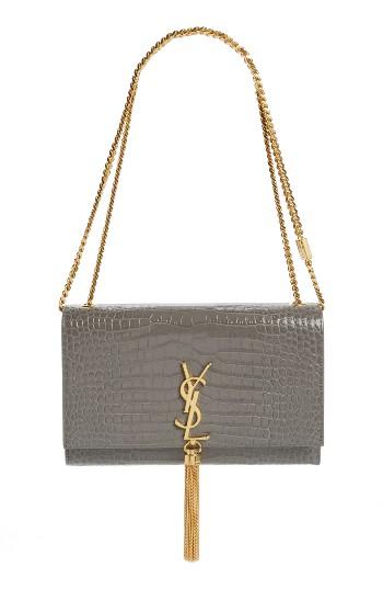 Saint Laurent Medium Kate Leather Shoulder Bag - Grey