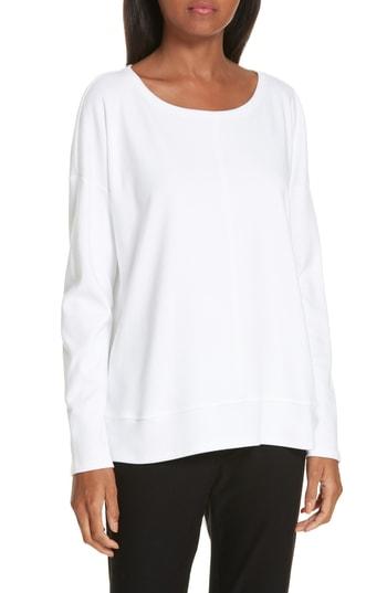 Women's Eileen Fisher Boxy Organic Cotton Knit Top, Size - White