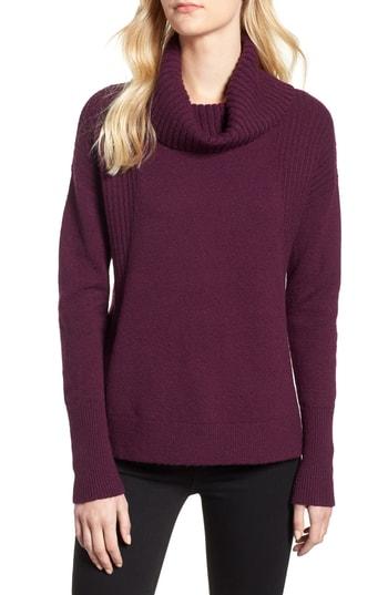 Women's Caslon Cozy Rib Detail Relaxed Turtleneck - Purple