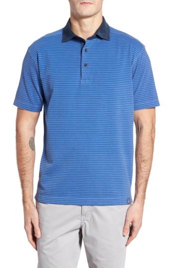 Men's Thaddeus Ivan Stripe Stretch Jersey Polo - Blue