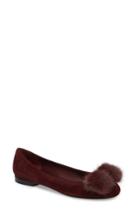 Women's Salvatore Ferragamo Genuine Mink Fur Flat .5 B - Burgundy