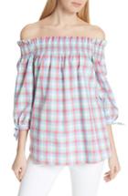 Women's Kate Spade New York Off The Shoulder Madras Top, Size - Pink