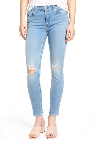Women's 7 For All Mankind B(air) Ripped Ankle Skinny Jeans - Blue