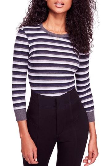 Women's Free People Good On You Stripe T-shirt - Grey